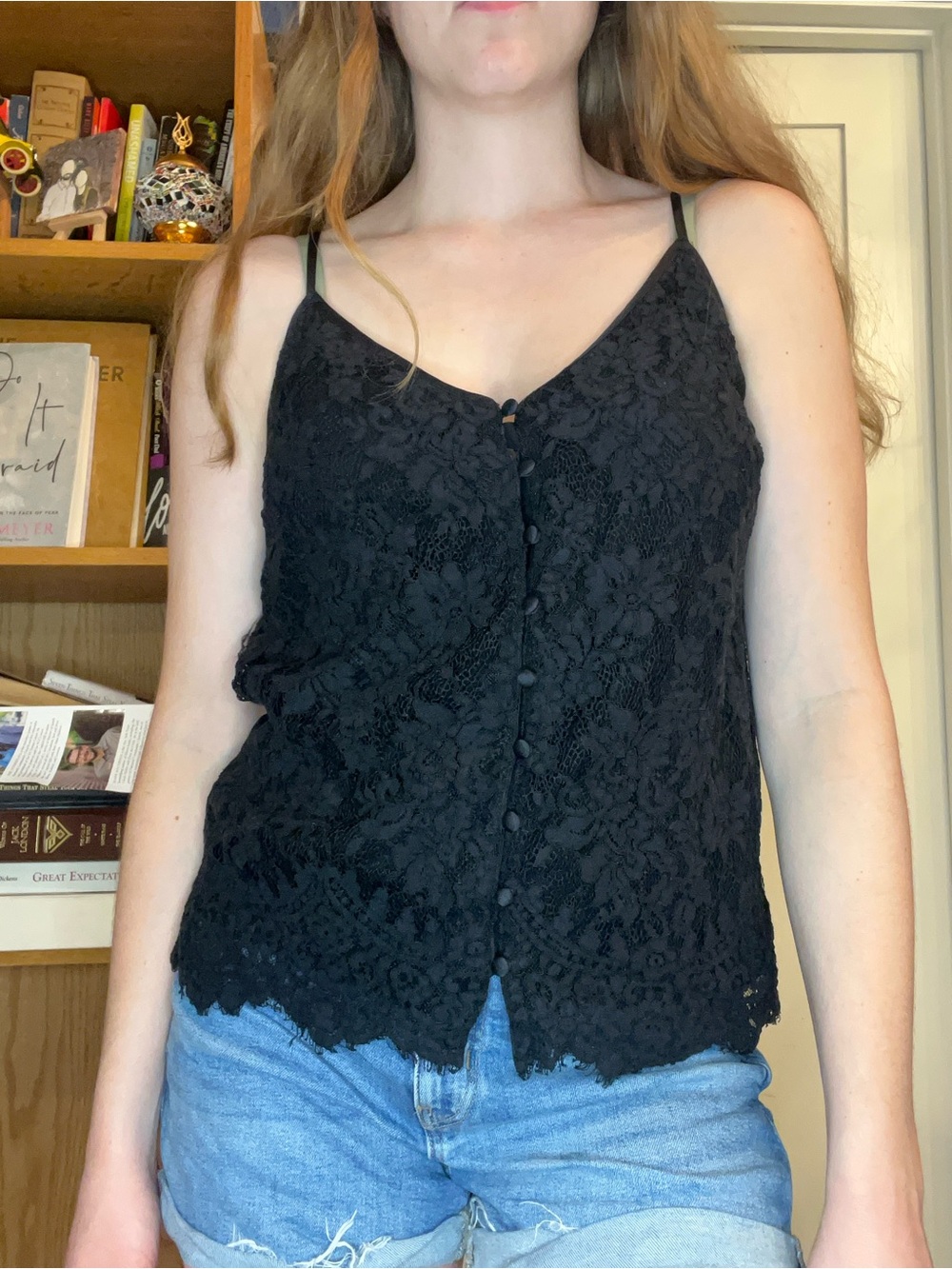 Abercrombie & Fitch Black Lace Button-Front Camisole